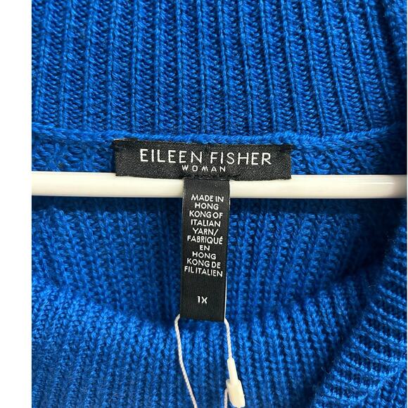 Eileen Fisher 100% Merino Wool Blue Marne Turtle Sweater plus Size 1X NWT $248 - Picture 7 of 8
